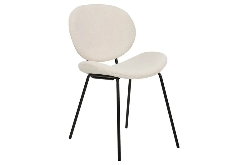 2 ruokatuolin setti Luana - Valkoinen, Musta/Bouclé - Huonekalut - Tuoli & nojatuoli - Ruokapöydän tuolit