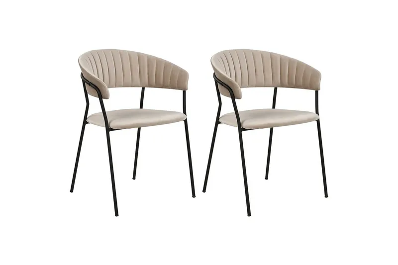 2 ruokatuolin setti Mariposa, Beige, musta/Sametti