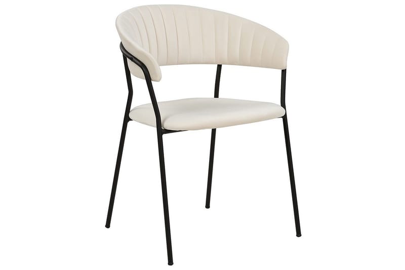 2 ruokatuolin setti Mariposa - Kermanvalkoinen, Musta/Sametti - Huonekalut - Tuoli & nojatuoli - Ruokapöydän tuolit