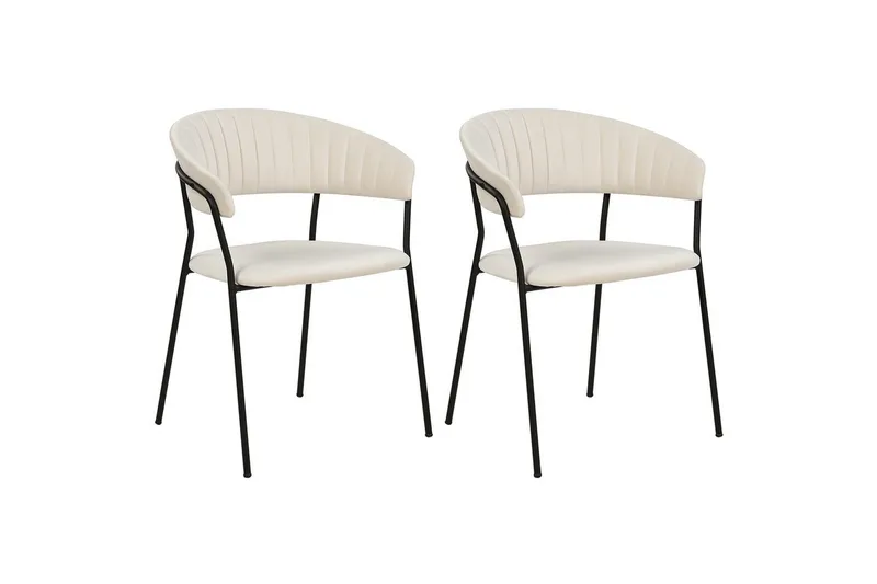 2 ruokatuolin setti Mariposa, Kermanvalkoinen, Musta/Sametti