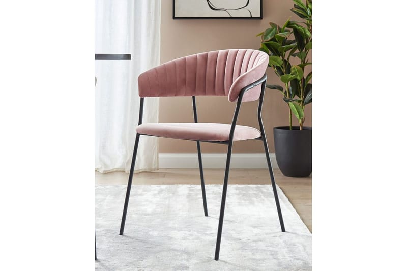2 ruokatuolin setti Mariposa - Vaaleanpunainen, musta/sametti - Huonekalut - Tuoli & nojatuoli - Ruokapöydän tuolit