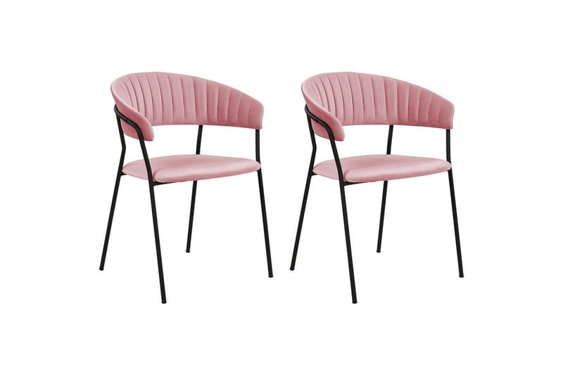 2 ruokatuolin setti Mariposa - Vaaleanpunainen, musta/sametti - Huonekalut - Tuoli & nojatuoli - Ruokapöydän tuolit