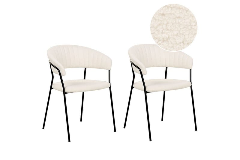 2 ruokatuolin setti Mariposa, Valkoinen, Musta/Bouclé