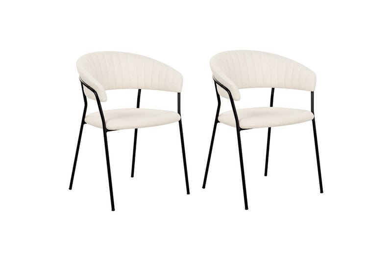 2 ruokatuolin setti Mariposa - Valkoinen, Musta/Bouclé - Huonekalut - Tuoli & nojatuoli - Ruokapöydän tuolit