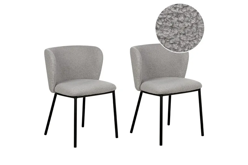 2 ruokatuolin setti Mina - Harmaa, musta/Bouclé - Huonekalut - Tuoli & nojatuoli - Ruokapöydän tuolit
