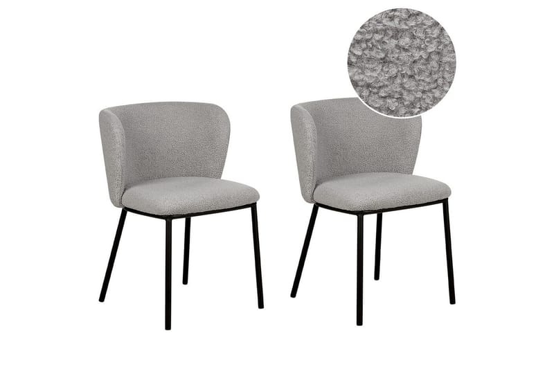 2 ruokatuolin setti Mina, Harmaa, musta/Bouclé