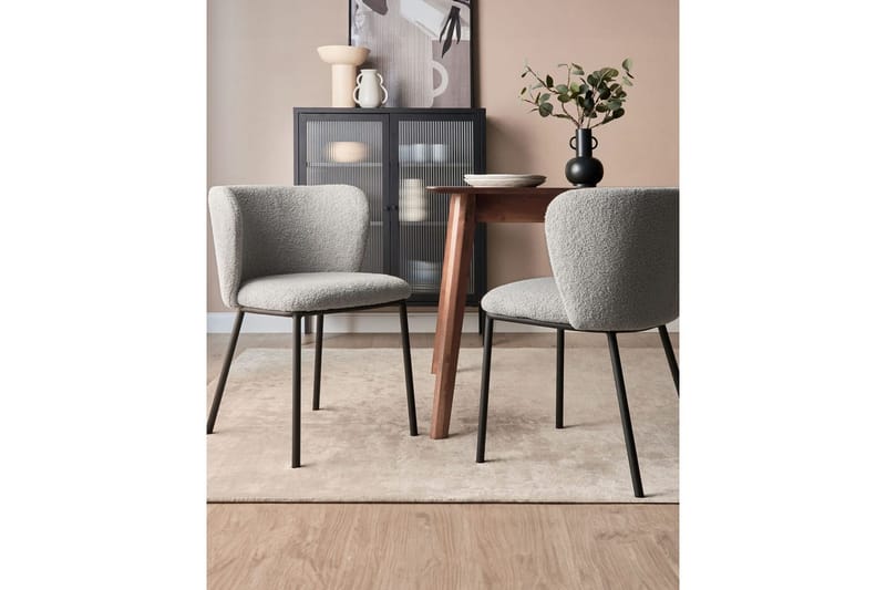 2 ruokatuolin setti Mina - Harmaa, musta/Bouclé - Huonekalut - Tuoli & nojatuoli - Ruokapöydän tuolit