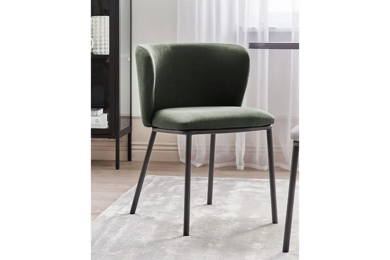 2 ruokatuolin setti Mina - Vihreä, Musta/Polyesteri - Huonekalut - Tuoli & nojatuoli - Ruokapöydän tuolit