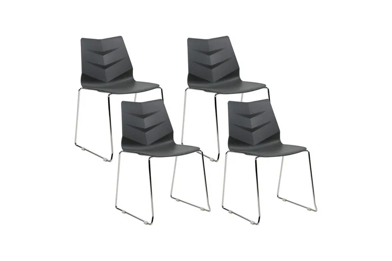 4 ruokatuolin setti Hartley, Tummanharmaa, hopea