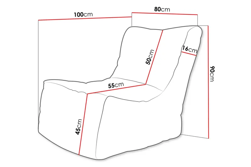 Afridi Papupussi 80 cm 90x - Harmaa - Huonekalut - Tuoli & nojatuoli - Säkkituoli
