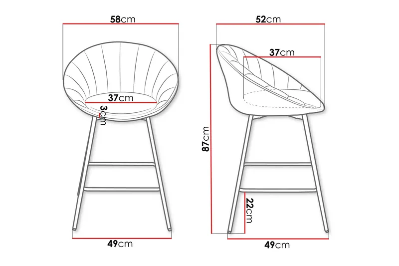 Aikka Baarituoli 87 cm - Harmaa - Huonekalut - Tuoli & nojatuoli - Baarituoli
