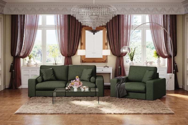 Arken Lyx Syvä Kangasnojatuoli - Vihreä - Huonekalut - Tuoli & nojatuoli - Nojatuoli & lepotuoli