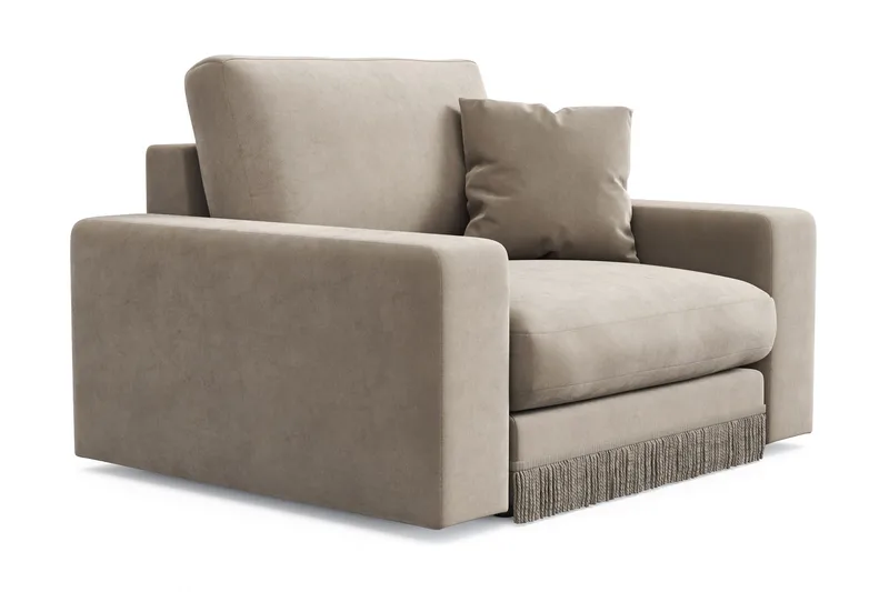 Arken Lyx Syvä Samettinen nojatuoli - Beige - Huonekalut - Tuoli & nojatuoli - Nojatuoli & lepotuoli