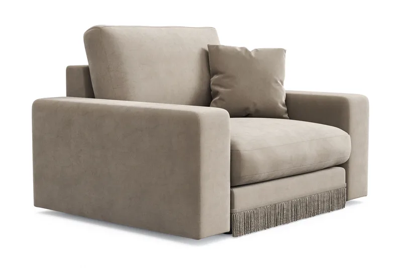 Arken Lyx Syvä Samettinen nojatuoli - Beige - Huonekalut - Tuoli & nojatuoli - Nojatuoli & lepotuoli