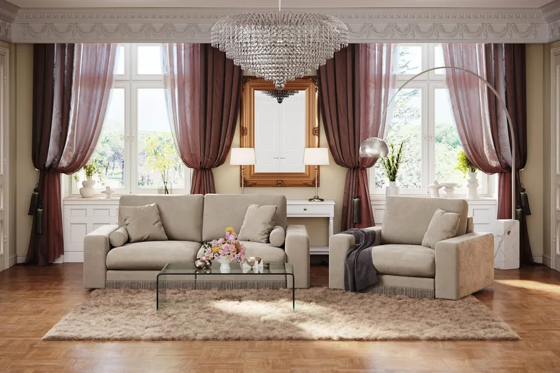 Arken Lyx Syvä Samettinen nojatuoli - Beige - Huonekalut - Tuoli & nojatuoli - Nojatuoli & lepotuoli