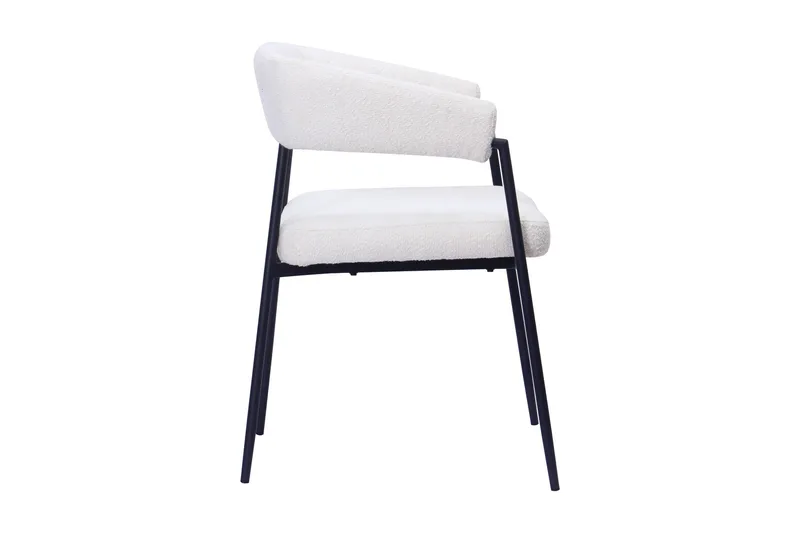 Ayana Ruokatuoli käsinojilla - Valkoinen buklee / Metallijalat musta - Huonekalut - Tuoli & nojatuoli - Ruokapöydän tuolit