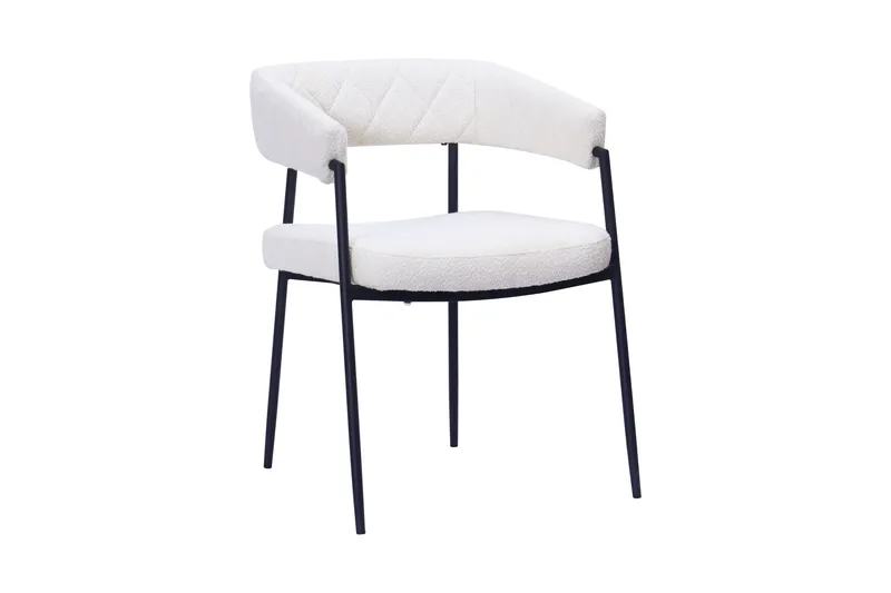 Ayana Ruokatuoli käsinojilla - Valkoinen buklee / Metallijalat musta - Huonekalut - Tuoli & nojatuoli - Ruokapöydän tuolit