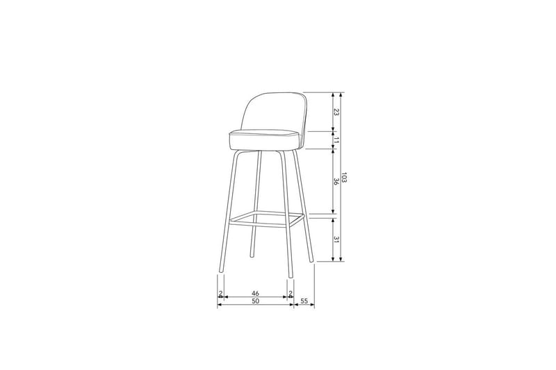 Baarijakkara Vogue - Konjakki, 80 cm - Huonekalut - Tuoli & nojatuoli - Baarituoli