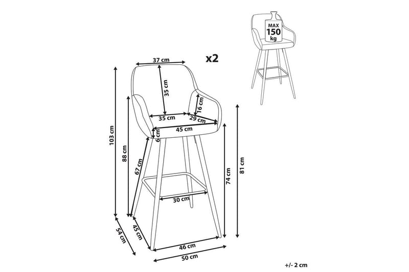 Baarituoli Casmalia 2 kpl Valkoinen/musta - Valkoinen/musta - Huonekalut - Tuoli & nojatuoli - Baarituoli