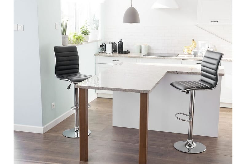 Baarijakkara Malters 2-pak - Keinonahka / Musta - Huonekalut - Tuoli & nojatuoli - Baarituoli