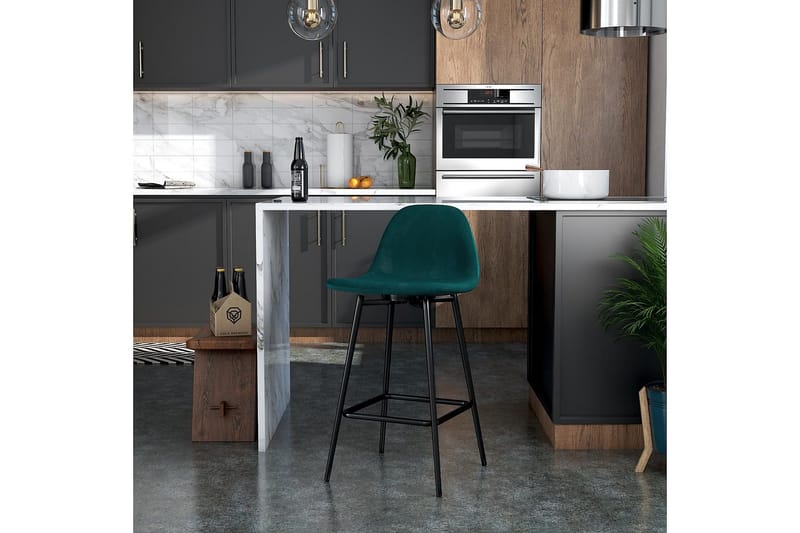 Baarituoli Calvin Vihreä/Sametti - Dorel Home - Huonekalut - Tuoli & nojatuoli - Baarituoli