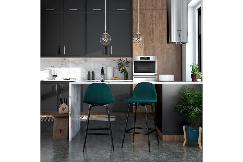 Baarituoli Calvin Vihreä/Sametti - Dorel Home - Huonekalut - Tuoli & nojatuoli - Baarituoli
