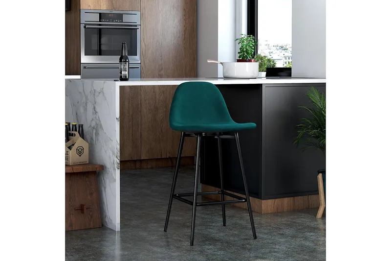 Baarituoli Calvin Vihreä/Sametti - Dorel Home - Huonekalut - Tuoli & nojatuoli - Baarituoli