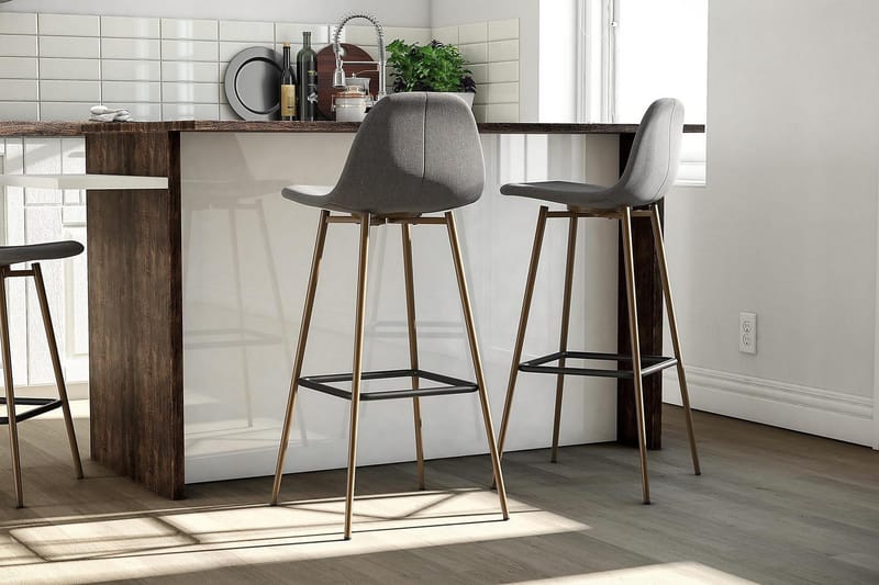 Baarituoli Copley Tumma Pellavanharmaa - Dorel Home - Huonekalut - Tuoli & nojatuoli - Baarituoli