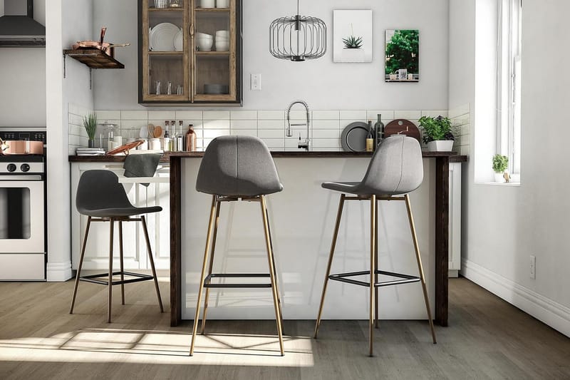 Baarituoli Copley Tumma Pellavanharmaa - Dorel Home - Huonekalut - Tuoli & nojatuoli - Baarituoli