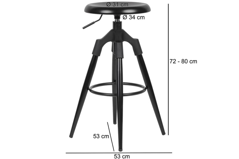 Baarituoli Havranek - Musta - Huonekalut - Tuoli & nojatuoli - Baarituoli