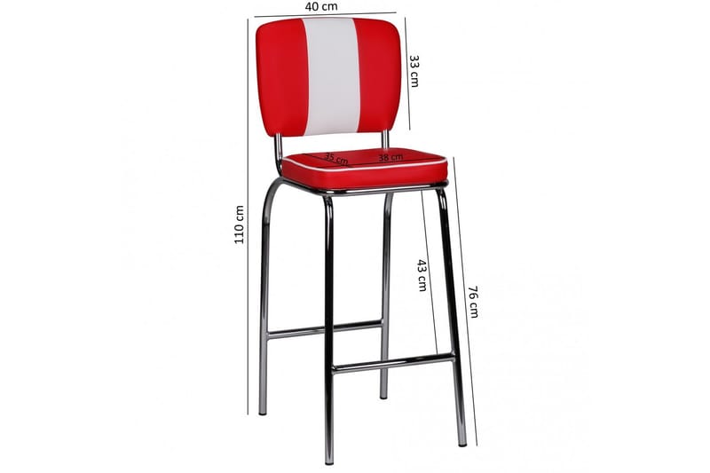 Baarituoli Voskuhl - Punainen - Huonekalut - Tuoli & nojatuoli - Baarituoli