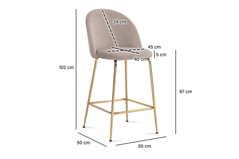 Babbi Baarituoli 102 cm - Beige - Huonekalut - Tuoli & nojatuoli - Baarituoli
