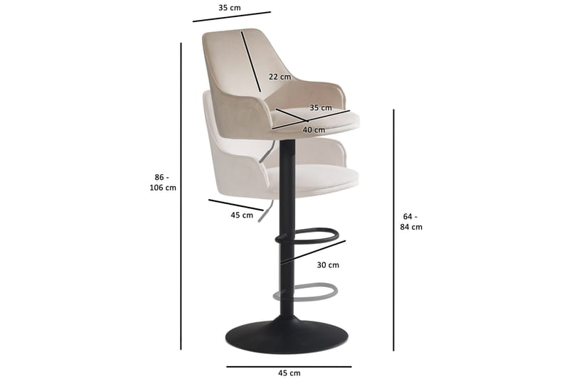 Badan Baarituoli 106 cm - Beige - Huonekalut - Tuoli & nojatuoli - Baarituoli