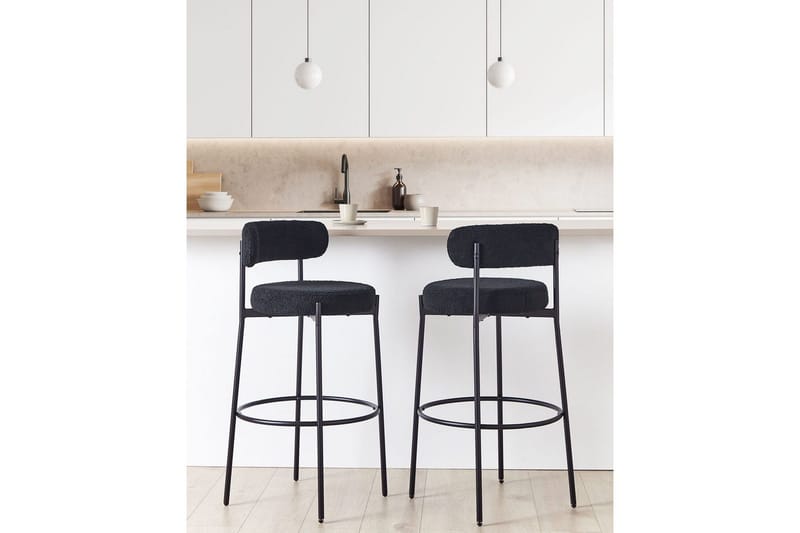 Barstol Beliani Allison set om 2 Beige-Svart Black - Huonekalut - Tuoli & nojatuoli - Baarituoli