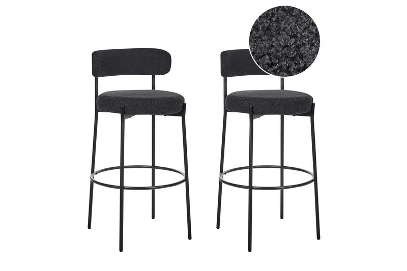 Barstol Beliani Allison set om 2 Beige-Svart Black, undefined