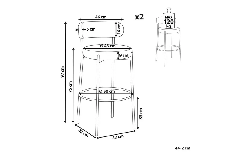 Barstol Beliani Allison set om 2 Beige-Svart Ljusbeige - Huonekalut - Tuoli & nojatuoli - Baarituoli