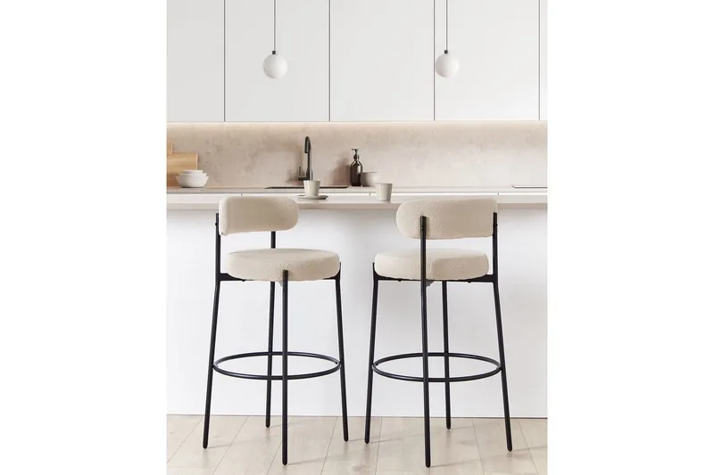 Barstol Beliani Allison set om 2 Beige-Svart Ljusbeige - Huonekalut - Tuoli & nojatuoli - Baarituoli