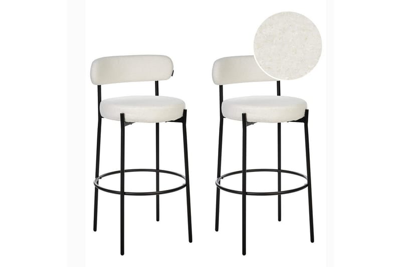 Barstol Beliani Allison set om 2 Beige-Svart NO_BRAND White - Huonekalut - Tuoli & nojatuoli - Baarituoli