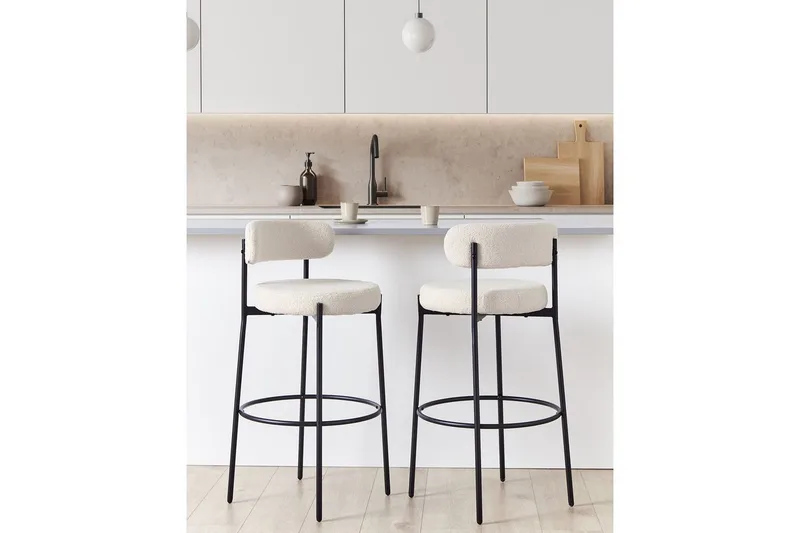 Barstol Beliani Allison set om 2 Beige-Svart White - Huonekalut - Tuoli & nojatuoli - Baarituoli