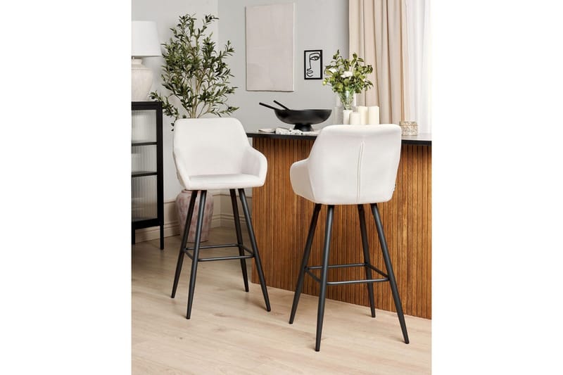 Barstol Beliani Casmalia set om 2 Beige-Svart Off White - Huonekalut - Tuoli & nojatuoli - Baarituoli