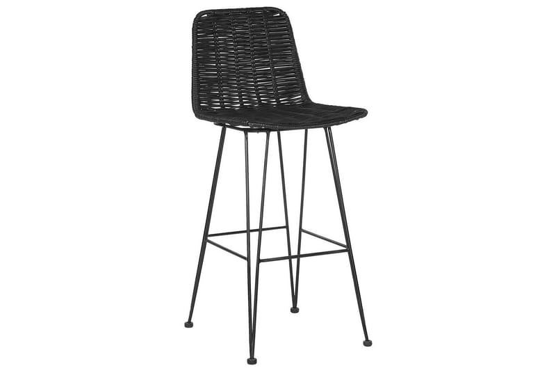 Barstol Beliani Cassita set om 2 Natur-Beige-Svart Black - Huonekalut - Tuoli & nojatuoli - Baarituoli