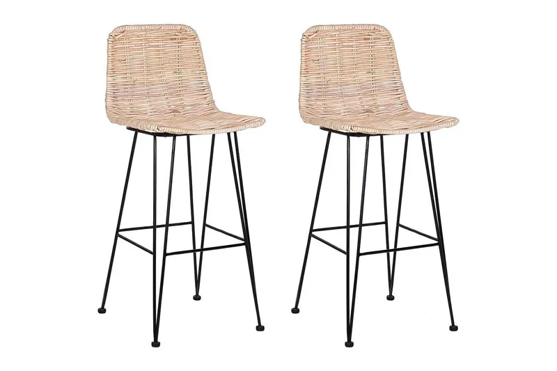 Barstol Beliani Cassita set om 2 Natur-Beige-Svart Natural