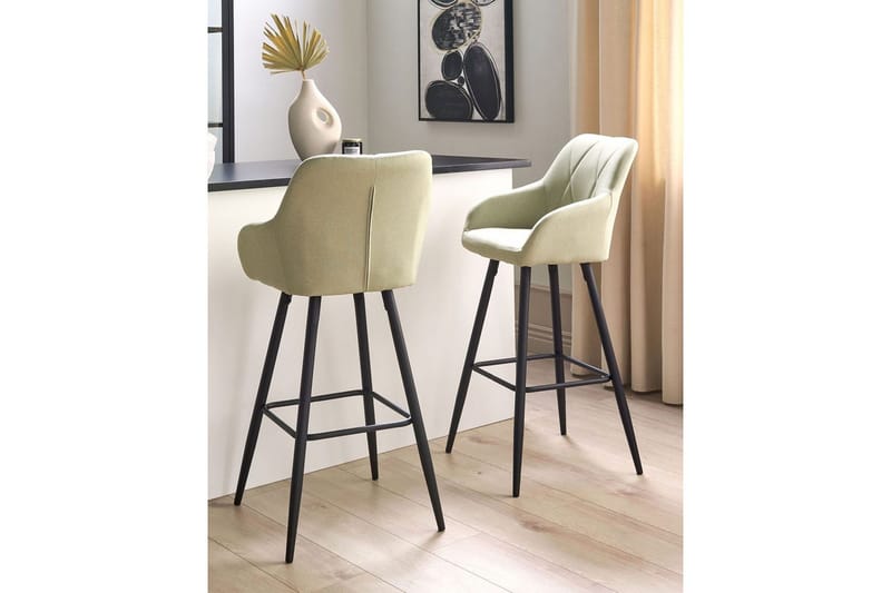 Barstol Beliani Darien set om 2 Grön-Svart Light green - Huonekalut - Tuoli & nojatuoli - Baarituoli