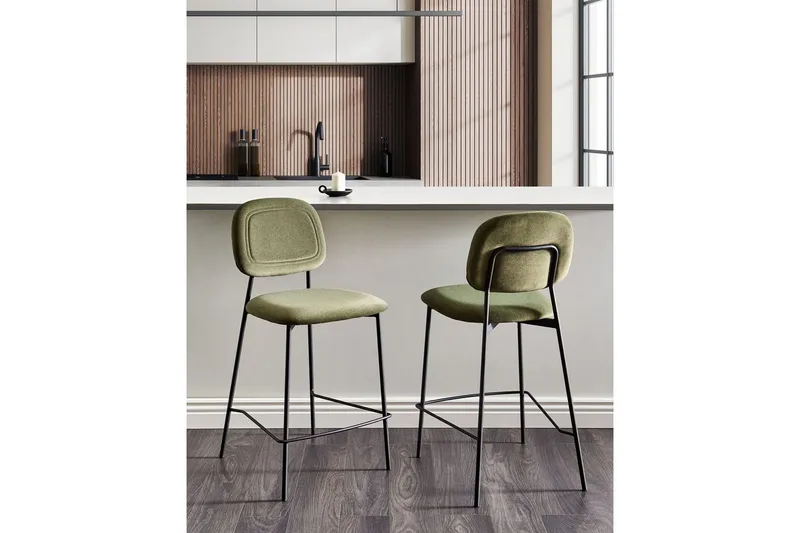 Barstol Beliani Duette set om 2 Olive green - Huonekalut - Tuoli & nojatuoli - Baarituoli