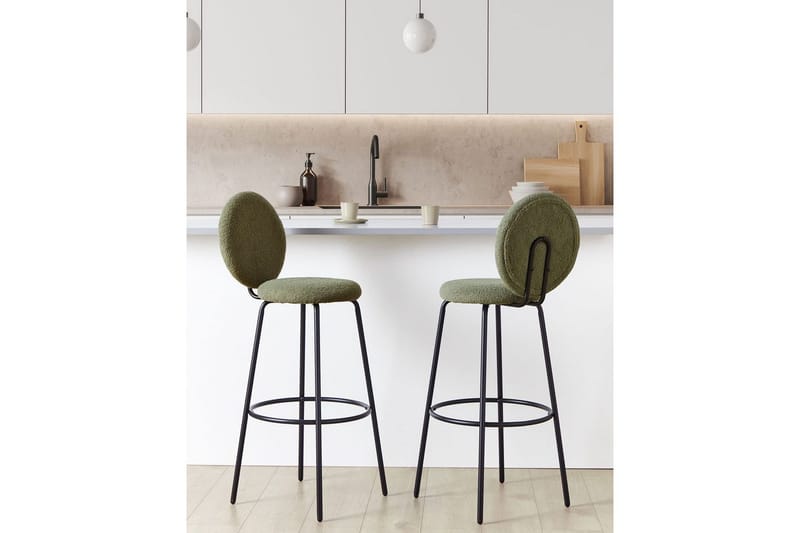 Barstol Beliani Emery set om 2 Beige-Svart Dark green - Huonekalut - Tuoli & nojatuoli - Baarituoli