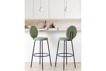 Barstol Beliani Emery set om 2 Beige-Svart Light green - Huonekalut - Tuoli & nojatuoli - Baarituoli