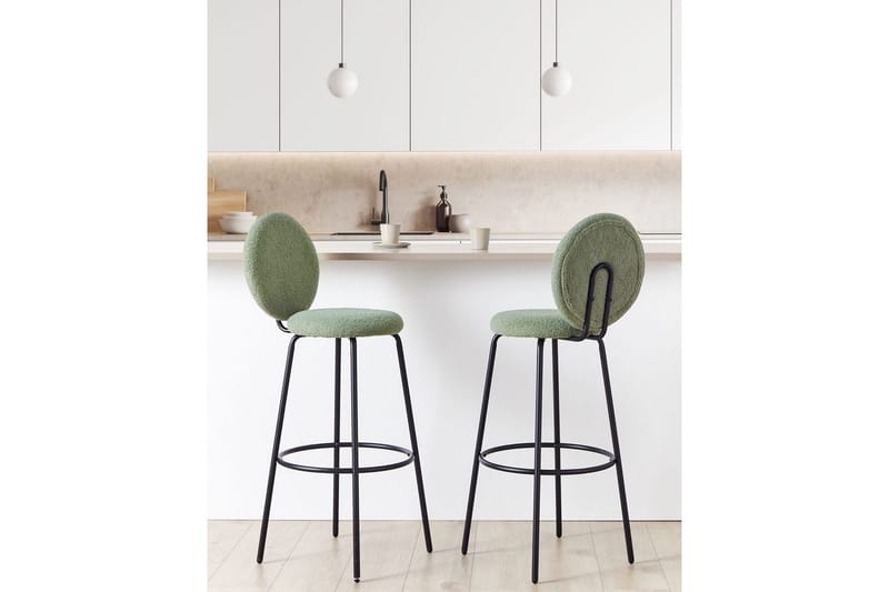 Barstol Beliani Emery set om 2 Beige-Svart Light green - Huonekalut - Tuoli & nojatuoli - Baarituoli