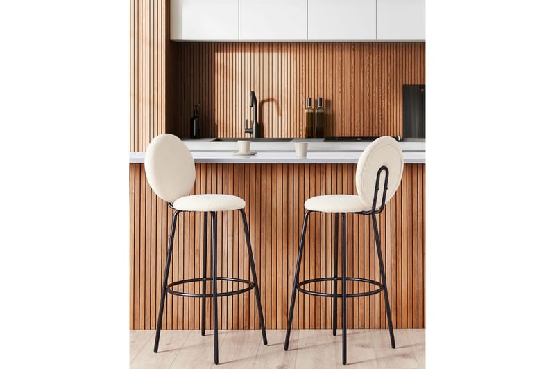Barstol Beliani Emery set om 2 Beige-Svart Ljusbeige - Huonekalut - Tuoli & nojatuoli - Baarituoli