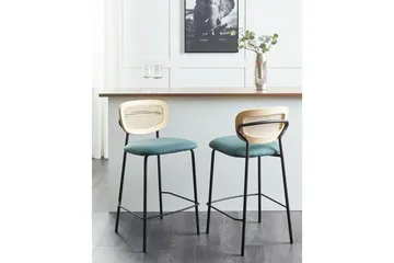 Barstol Beliani Mayetta set om 2 Natur-Beige-Svart Teal VALUE_MISSING_18130 - Huonekalut - Tuoli & nojatuoli - Baarituoli