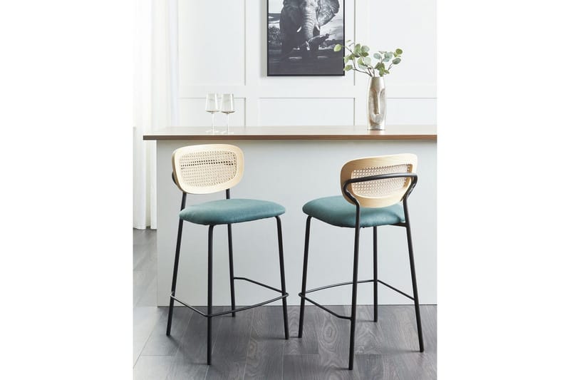 Barstol Beliani Mayetta set om 2 Natur-Beige-Svart Teal VALUE_MISSING_18130 - Huonekalut - Tuoli & nojatuoli - Baarituoli